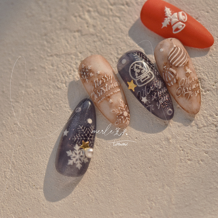 5D rilievo bianco puro buon na - Nail Art Xmas Stickers recensione e prezzo